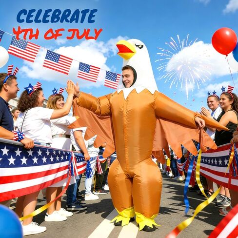 Inflatable Bald Eagle Costume for Adult, 4th of July Funny Eagle Mascot Costume Blow Up Patriotic Outfit for Independence Day Parade Halloween Party in Saudi Arabia