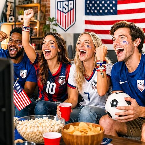 2026 World Soccer Game-day Cup Bracelet Set Stack-able Bracelets 7-Pack Stretchy Handmade Bracelets with Soccer Beads Golden Crystal Accents Wear 2026 Soccer Fan Jewelry-pty in Kuwait