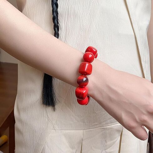 Irregular Resin Chunky Beaded Bracelet for Women Boho Colorful Acrylic Beads Stretch Bracelet Bangle Statement Jewelry Summer Beach Charm Bracelets Fashion Trendy Stone Beads Cuff Bracelets in Saudi Arabia