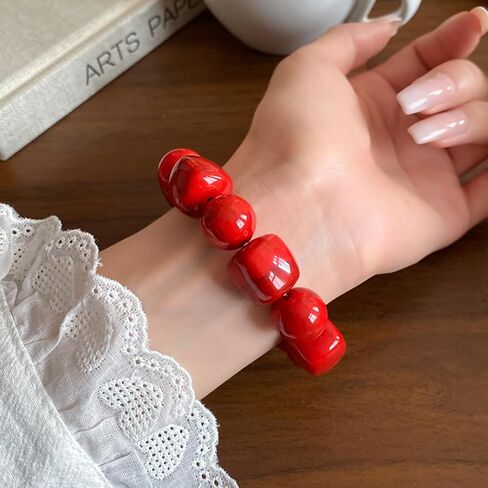 Irregular Resin Chunky Beaded Bracelet for Women Boho Colorful Acrylic Beads Stretch Bracelet Bangle Statement Jewelry Summer Beach Charm Bracelets Fashion Trendy Stone Beads Cuff Bracelets in Saudi Arabia