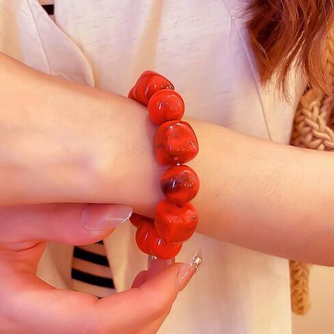 Irregular Resin Chunky Beaded Bracelet for Women Boho Colorful Acrylic Beads Stretch Bracelet Bangle Statement Jewelry Summer Beach Charm Bracelets Fashion Trendy Stone Beads Cuff Bracelets in Saudi Arabia