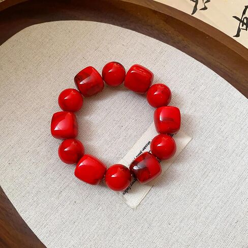 Irregular Resin Chunky Beaded Bracelet for Women Boho Colorful Acrylic Beads Stretch Bracelet Bangle Statement Jewelry Summer Beach Charm Bracelets Fashion Trendy Stone Beads Cuff Bracelets in Saudi Arabia