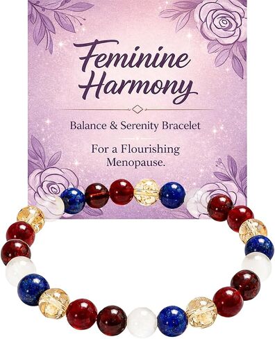 Menopause Bracelet for Women, Citrine Beaded Natural Healing Crystal Elastic Stretch Bracelets Anxiety Relief Emotional Calming Jewelry Gift in Kuwait