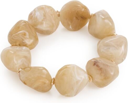 ADINA EDEN Women's Neutral Stone Beaded Stretch Bracelet in Saudi Arabia