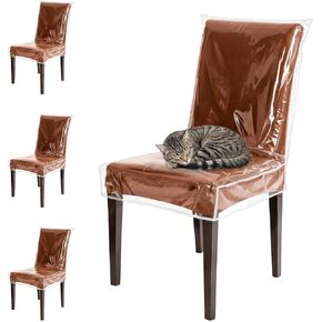 4pcs Plastic Chair Covers Chairs Cover for Dining Plastic Dining Chair Covers W21 x D18 Chairs diing chairss Cover Set of 4 Protector from Cat Scratch, Dust, Pet Hair,Spill in Kuwait