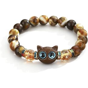 Dreuyet ﻿Cat Beaded Bracelet for Women Men Glow in The Dark Halloween Cute Black Cat Head Stretch Bracelets Luminous Cats Charm Jewelry Animal Lover Gift ﻿ in Kuwait