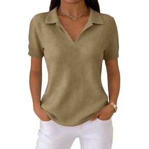 Polo Shirts for Women Golf Button Summer Short Sleeve Tops Lightweight Work Shirt with Collared in Saudi Arabia