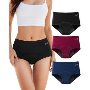 TANSTC Period Underwear for Women Heavy Flow Leakproof Panties Soft Fit Teens High Waisted Menstrual Panties -3 Pack in Saudi Arabia