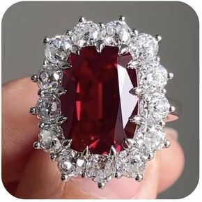 925 Sterling Silver AAA Zircon & Ruby Ring for Women - Ideal for Engagement, Wedding & Anniversary Gift, Her Favorite Romantic Gift, Elegant Fine Jewelry Size 10 in Saudi Arabia