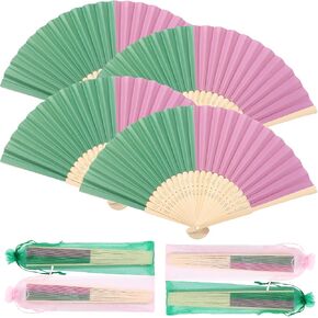 Eaasty 6 Pcs Pink and Green Sorority Folding Fans African American Sister Gift Bamboo Handheld Folding Fans DIY Crafts for Sorority Sisterhood Dancing Magical Witch Theme Party Birthday Summer Gift in Saudi Arabia