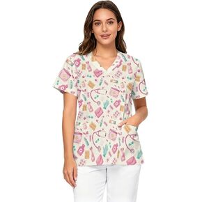 Scrub Tops for Women Oversize Soft Stretch Shirt Nursing Medical Uniform with Pockets Durable for Long Shifts in Saudi Arabia