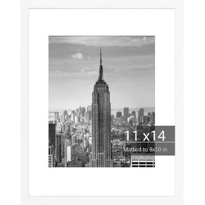 إطار صورة Fixwal مقاس 11 × 14 إطارًا خشبيًا لعرض الصور مقاس 8 × 10 مع حصيرة أو 11 × 14 بدون حصيرة لتزيين جدار المعرض، أبيض in Kuwait