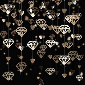40Ft Champagne Gold Heart Banner Double Sided Paper Garland Heart Hanging Streamer for Wedding Birthday Anniversary Bachelorette Engagement Bridal Baby Shower Valentines Hen Christmas Party Decoration in Saudi Arabia