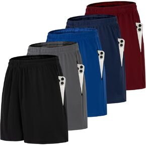 Men's 5 Pack Athletic Shorts Quick Dry Activewear with Pockets Elastic Waistband for Workout Running Gym in Saudi Arabia