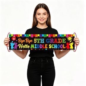 2SHF-BB5 5TH Grade Graduation Decorations 2026,5TH Grade Graduation Hand Banner,Last Day of Elementary School End of School Year Decoration Banner for Home School Classroom Class Bulletin Boards Celebration in Saudi Arabia