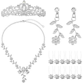16 Pcs Tiaras and Crowns Jewelry Set for Women, Tiara Hair Pins Earrings Necklace, Crystal Bridal Jewelry Set for Wedding Birthday Costume Party Halloween Prom Pageant, Princess and Queen in Saudi Arabia