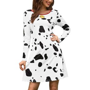ALIREVERIE Women's Halloween Funny Headband Food Fruit Print Costume Long Sleeve Mini Dress with Pockets in Saudi Arabia