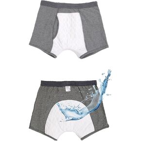 2 Pack 300ml Absorbency Reusable Leak Proof Boxer Shorts, Washable Incontinence Boxer Briefs for Men, Protective Urinary Underwear Shorts with Leak-Proof Tape (Grey XXL) in Saudi Arabia