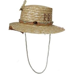 Personalized Flat Top Straw Hat Handmade Pearl Chain Summer Letter Beach Hat Women Men Gorras Unisex 56-58cm 20 Colors in Saudi Arabia