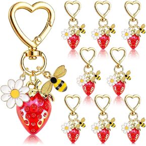 Strawberry Keychain Bulk, 8PCS Cute Fruit Charms for Backpack Purse, Birthday Party Favor for Girls, Teens, Women in Saudi Arabia