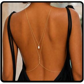Gold Plated Body Chains for Women Adjustable Rhinestone Back Chain Necklace for Backless Dress Wedding Silver Belly Chain Waist Sexy Jewelry for Women Beach Vacation & Parties in Saudi Arabia
