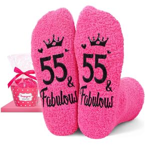 HAPPYPOP 55th Birthday Gifts - Socks for 55 Year Old Women, 55th Birthday Gift Ideas for Mom Grandmother in Saudi Arabia