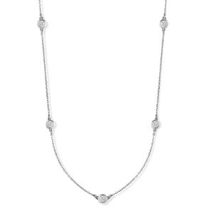 14K Solid Gold Diamond Station Necklace, Bezel Set By The Yard Chain, 5 Round Diamonds 0.25 Cttw F Color VS-SI, 1mm Cable, 14-22 Inches, Gift in Saudi Arabia