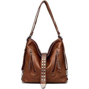 KingTo 2-in-1 Convertible Backpack Shoulder Bag For Women Vintage Rivet Studded Tote Purse Casual Crossbody Bag (gray) in Saudi Arabia