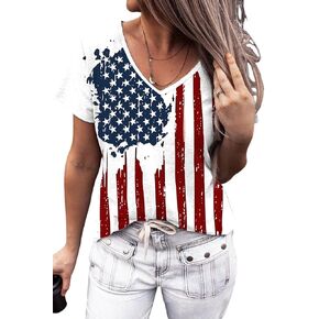 V Neck Patriotic Shirt for Women USA Flag Graphic Memorial Day Tops You Look Like Want Hotdog BBQ Novelty Tee in Saudi Arabia