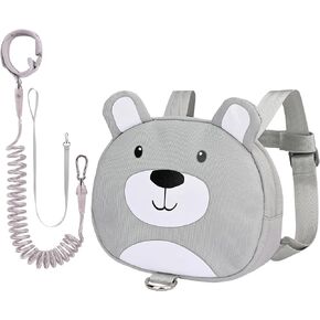 Bebamour Adorable Toddler Backpack Leash Safety Walking Harness Gray Bear Design With Wrist Link in Kuwait