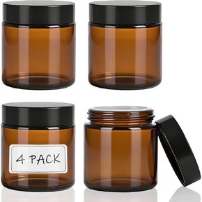 4oz Amber Glass Jars with Lids,Cosmetic Containers with Inner Liners for Creams, Lotions, Body Scrubs, Salve Jars,4 Pack in Saudi Arabia