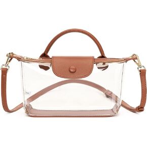 FALAN MULE Clear Crossbody Bag Stadium Approved Leather Purse Bag for Concerts Sports Festivals in Saudi Arabia
