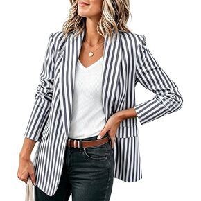 Striped Blazers for Women Lapel Open Front Long Sleeve Work Office Dressy Jackets Business Casual Blazer with Pockets in Saudi Arabia