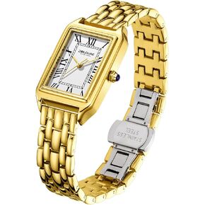 Women's Vintage Rectangular Watch, Elegant Roman Numeral Dial Quartz Watches for Women, Dainty Gold Ladies Watch, Birthday Watches Gifts in Saudi Arabia
