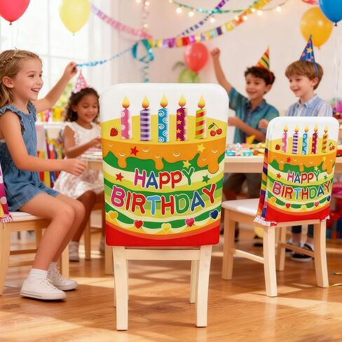 TRBSXRT 2 Pcs Birthday Chair Cover for Classroom, Cute Birthday Party Seat Cover Birthday Party Decorations for School Office Home in Saudi Arabia