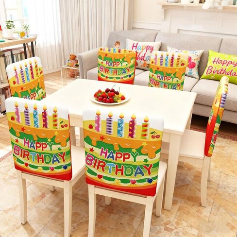 TRBSXRT 2 Pcs Birthday Chair Cover for Classroom, Cute Birthday Party Seat Cover Birthday Party Decorations for School Office Home in Saudi Arabia