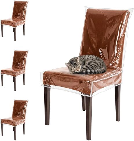 4pcs Plastic Chair Covers Chairs Cover for Dining Plastic Dining Chair Covers W21 x D18 Chairs diing chairss Cover Set of 4 Protector from Cat Scratch, Dust, Pet Hair,Spill in Kuwait