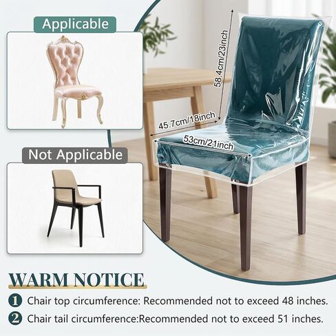 4pcs Plastic Chair Covers Chairs Cover for Dining Plastic Dining Chair Covers W21 x D18 Chairs diing chairss Cover Set of 4 Protector from Cat Scratch, Dust, Pet Hair,Spill in Kuwait