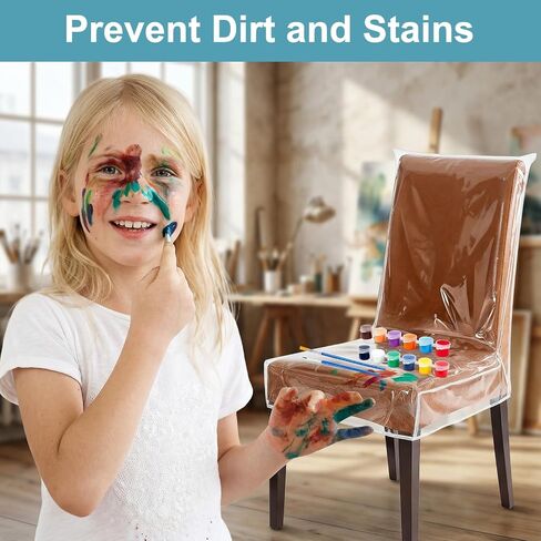 4pcs Plastic Chair Covers Chairs Cover for Dining Plastic Dining Chair Covers W21 x D18 Chairs diing chairss Cover Set of 4 Protector from Cat Scratch, Dust, Pet Hair,Spill in Kuwait