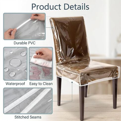 4pcs Plastic Chair Covers Chairs Cover for Dining Plastic Dining Chair Covers W21 x D18 Chairs diing chairss Cover Set of 4 Protector from Cat Scratch, Dust, Pet Hair,Spill in Kuwait