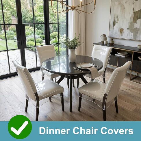 4pcs Plastic Chair Covers Chairs Cover for Dining Plastic Dining Chair Covers W21 x D18 Chairs diing chairss Cover Set of 4 Protector from Cat Scratch, Dust, Pet Hair,Spill in Kuwait