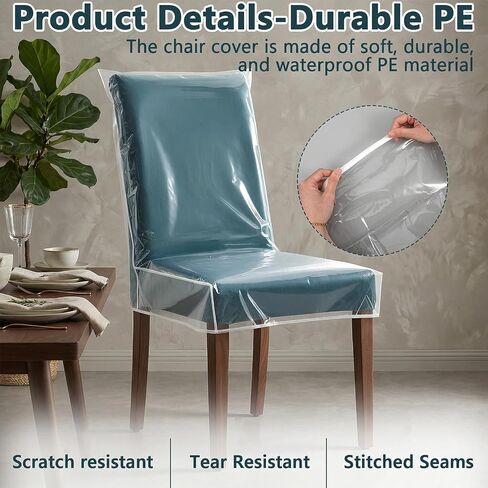 4pcs Plastic Chair Covers Chairs Cover for Dining Plastic Dining Chair Covers W21 x D18 Chairs diing chairss Cover Set of 4 Protector from Cat Scratch, Dust, Pet Hair,Spill in Kuwait
