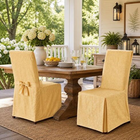 BrylaneHome Damask Set of 2 Chair Covers - Gold in Saudi Arabia