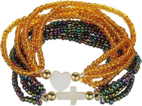 5Pcs Set Cross Beaded Crystal Turquoise Colorful Stretch Bracelet Christian Matching Strand Bracelet for Women Holiday Bohemian Boho Jewelry Multilayered Handmade in Kuwait