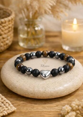 Protection Bracelet for Men & Women – Tiger Eye, Black Tourmaline & Hematite Bracelet for Anxiety Relief, Positive Energy & Grounding, Spiritual Crystal Jewelry, Fathers Day Gift for Dad & Husband in Saudi Arabia