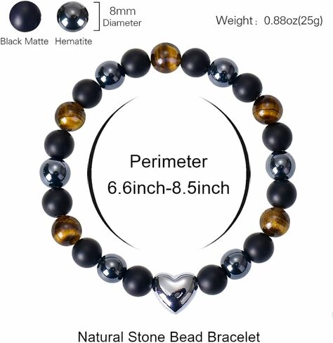 Protection Bracelet for Men & Women – Tiger Eye, Black Tourmaline & Hematite Bracelet for Anxiety Relief, Positive Energy & Grounding, Spiritual Crystal Jewelry, Fathers Day Gift for Dad & Husband in Saudi Arabia