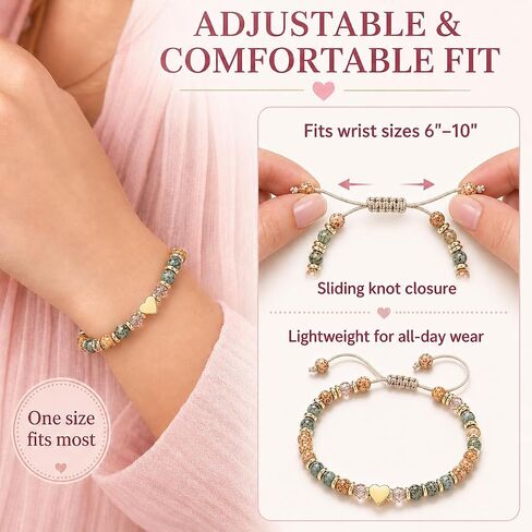 Inspirational Bracelets for Women with Premium Pink Gift Box, Natural Stone Healing Beaded Bracelet, Adjustable Inspirational Encouragement Gift for Women in Saudi Arabia