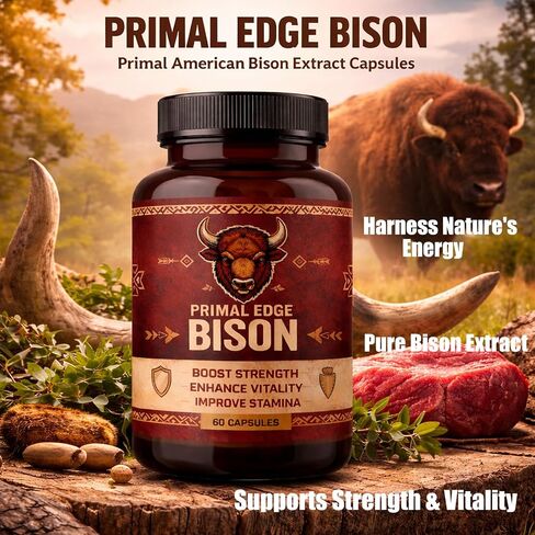 Primal Edge Bison، كبسولات مستخلص البيسون الأمريكي البدائي - 60 كبسولة in Kuwait