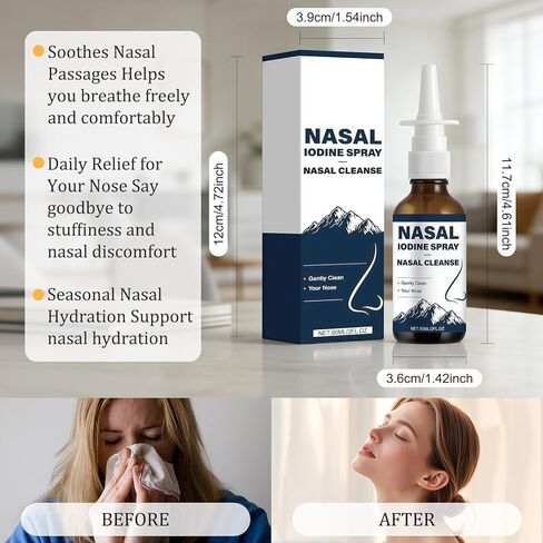KLIFE 2Pcs Iodine Nasal Spray, Daily Nasal Cleanse & Care Mist, Iodine & Fulvic Acid Non-Medicated, Fine Mist Nasal Spray for Travel & Daily Use in Saudi Arabia
