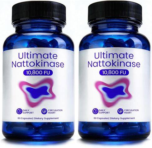 Ultimate Nattokinase 10800 FU Supplement, Natural Support for Circulation & Cardiovascular Health, Odorless Fermented Soy Enzyme, Easy Daily Routine, 60 Capsules in Saudi Arabia